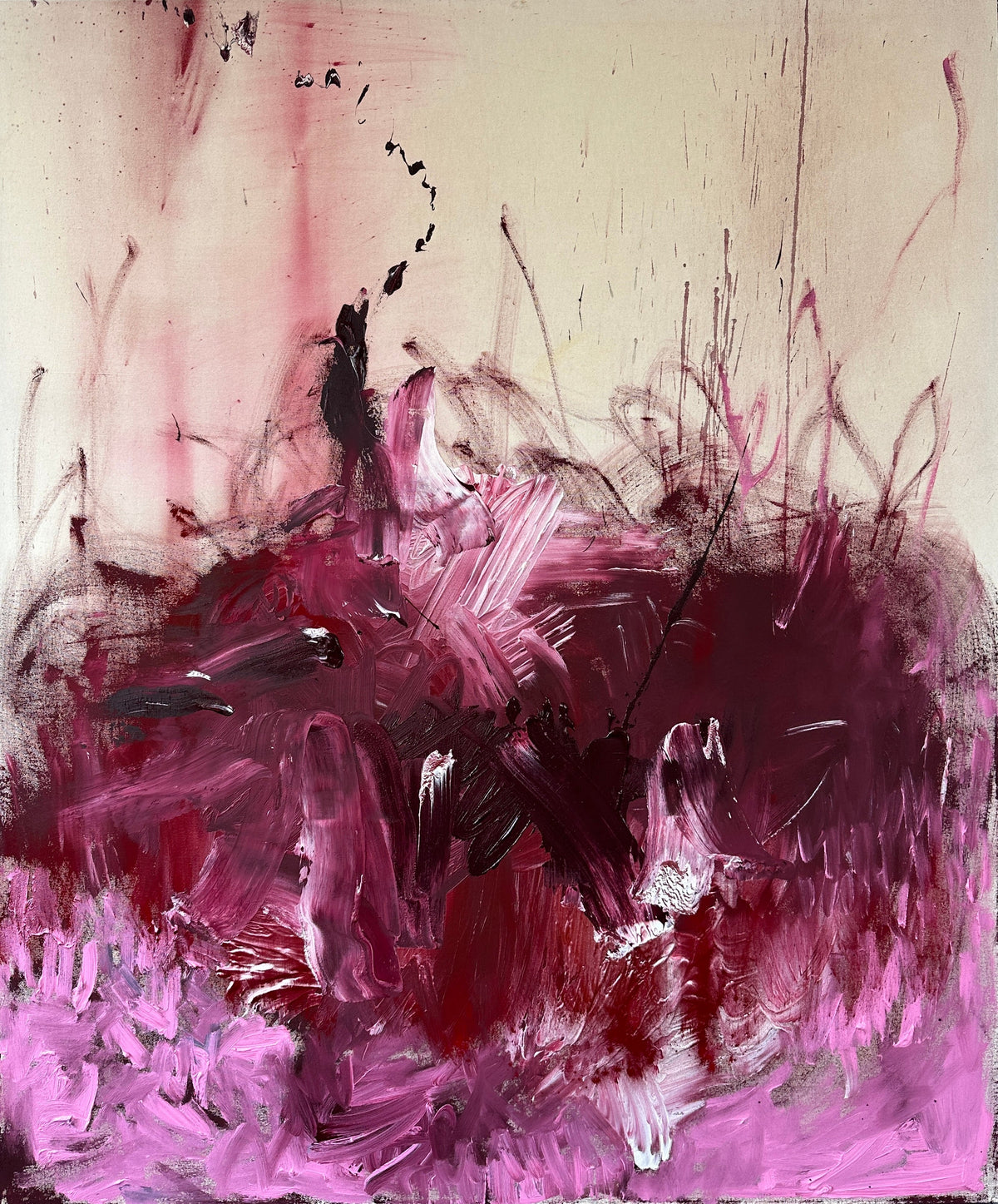 Life Force, an original mixed-media painting in acrylic, pigments and charcoal on raw canvas by Fernanda Rivero — Art of NOMA