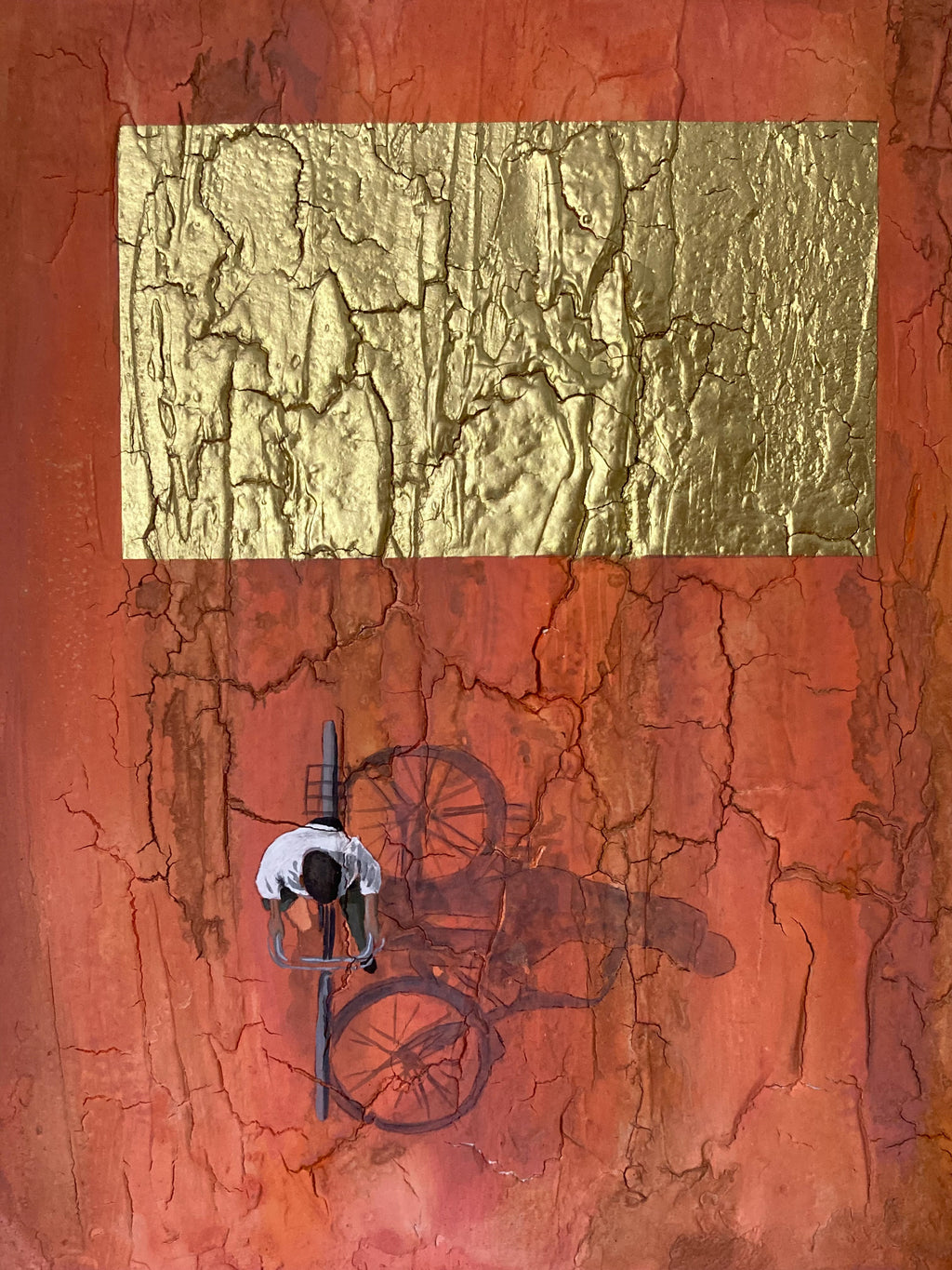 Rodando by Fermín Ferrer mixed media artwork on fabric