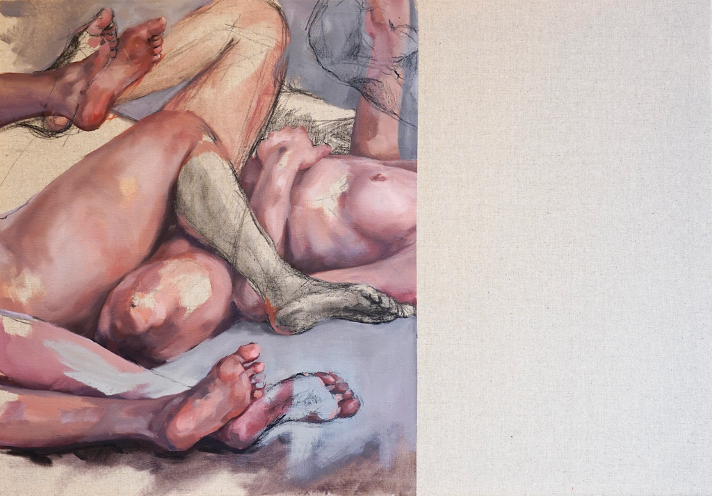Adjourn by Alyssa Tang oil and charcoal painting on canvas