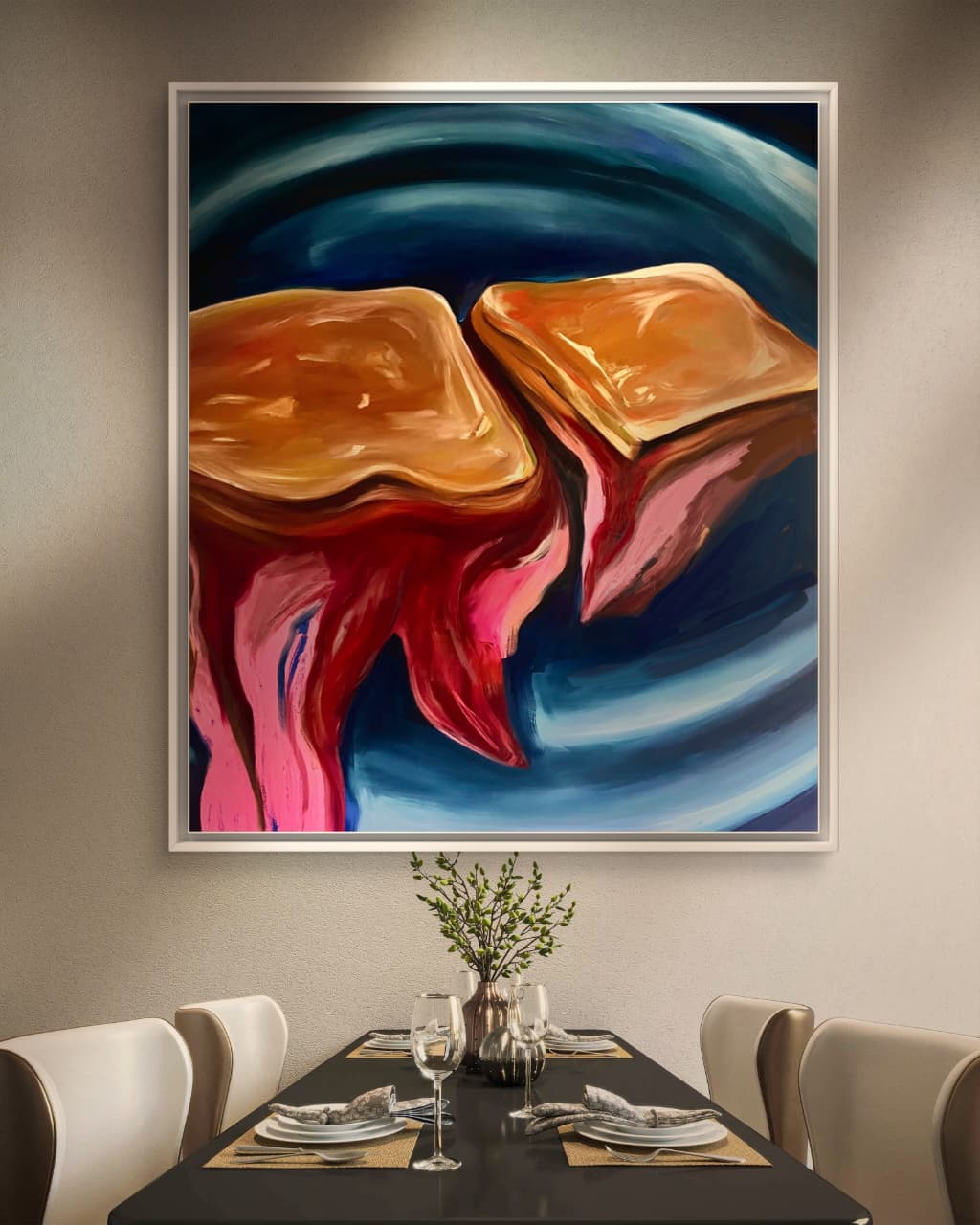 Bacon Butty by Tori Pounds oil and acrylic painting on canvas