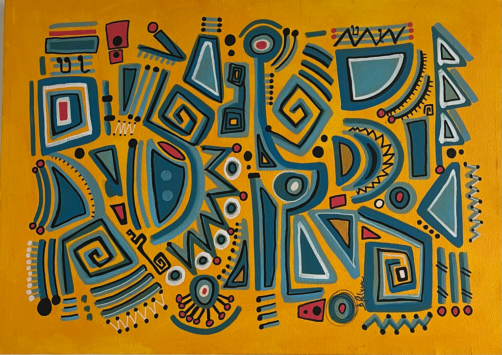 Blue Tribe print by Daniel de Polignac giclée artwork on Hahnemühle paper