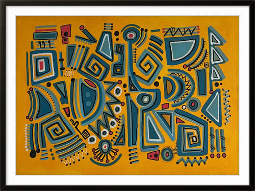 Blue Tribe print by Daniel de Polignac giclée artwork on Hahnemühle paper