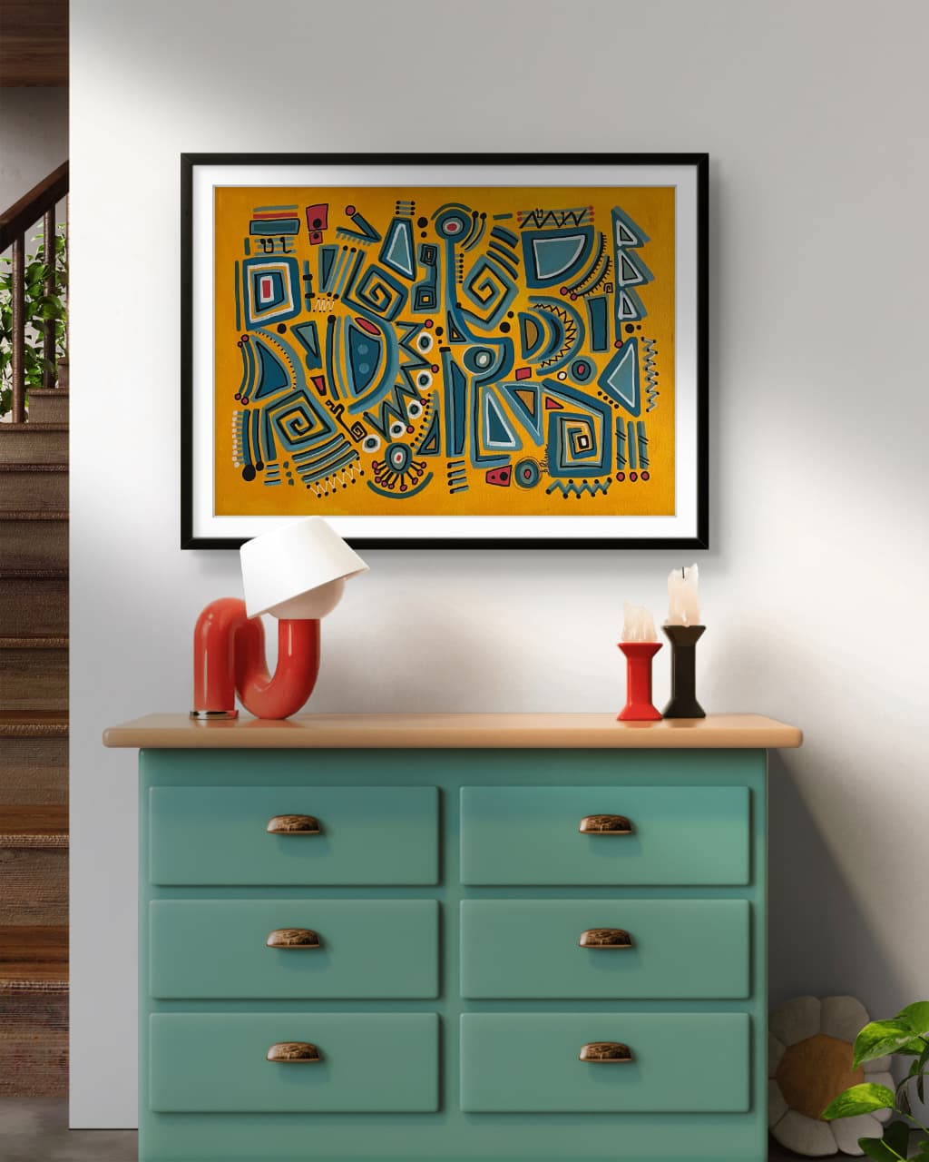 Blue Tribe print by Daniel de Polignac giclée artwork on Hahnemühle paper