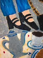 Breakfast in Paris Artwork by Natasha Joseph oil stick painting on canvas