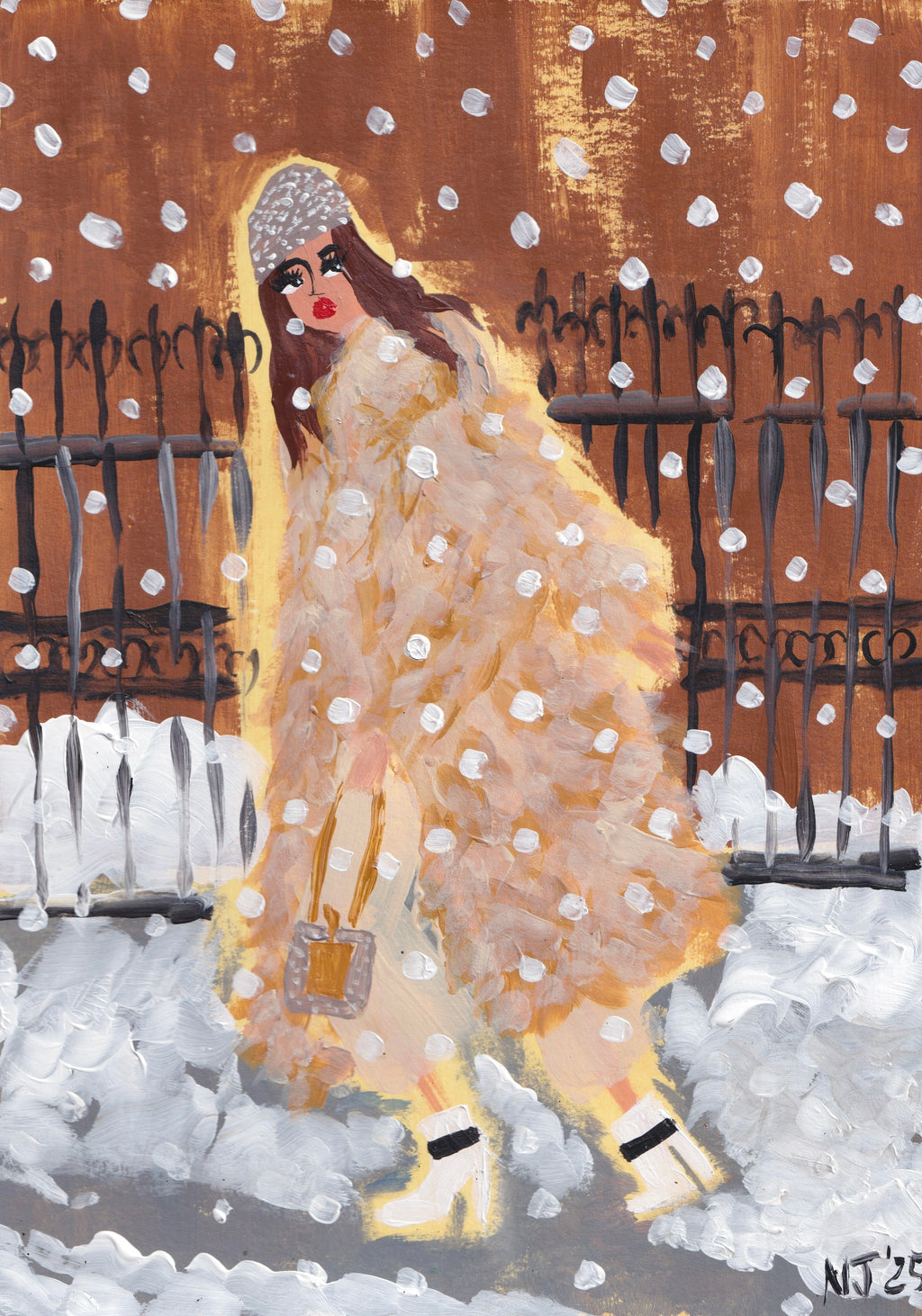 Carrie Bradshaw New Year’s Eve, painting by Natasha Joseph — Art of NOMA