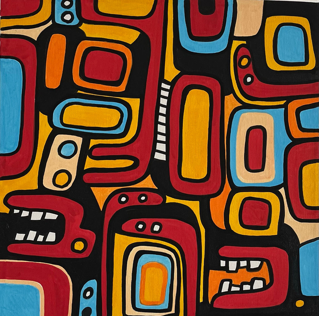 Cells and Animals by Daniel de Polignac acrylic painting on canvas