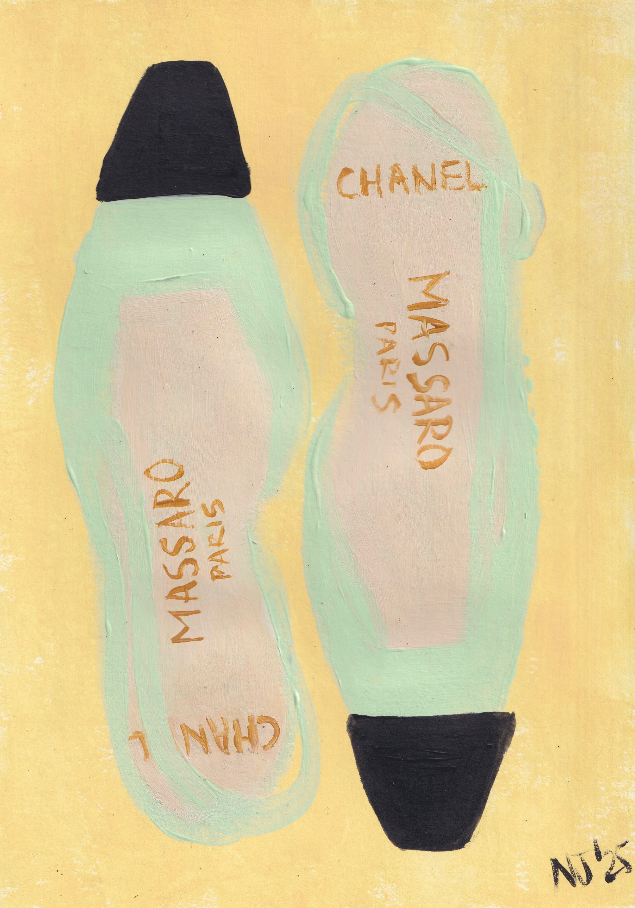 Chanel Mint Green Artwork by Natasha Joseph acrylic and oil pastel on paper