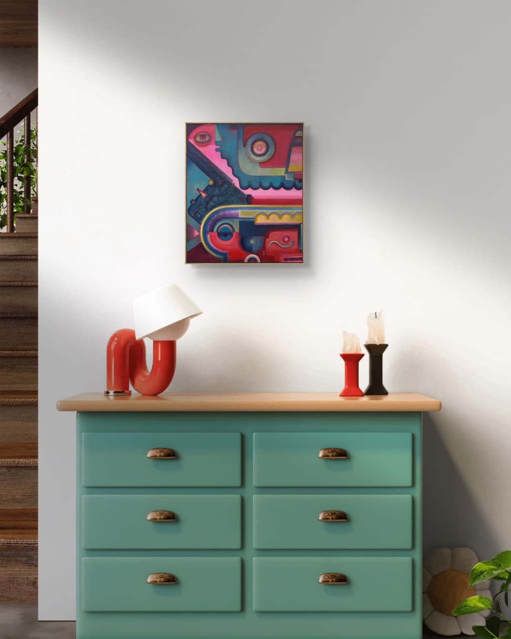 En Construcción original acrylic painting by Jorge Tellaeche on canvas