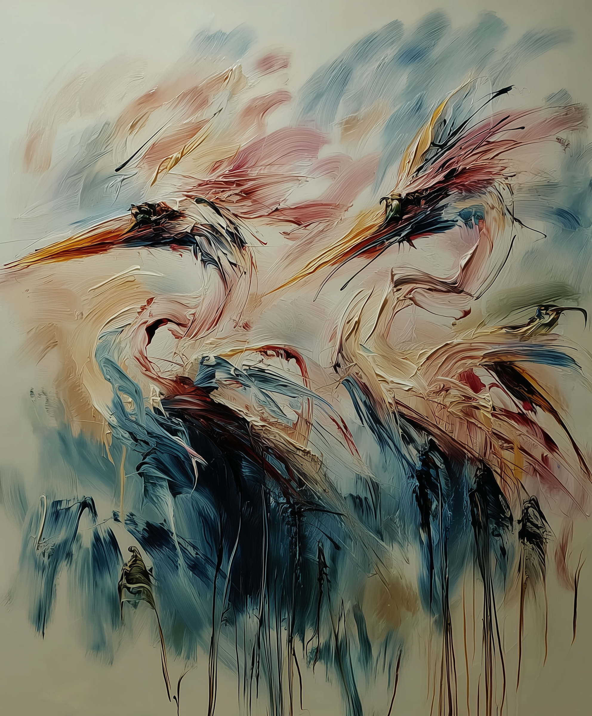 Hérons by Pénélope Barbier oil painting on canvas