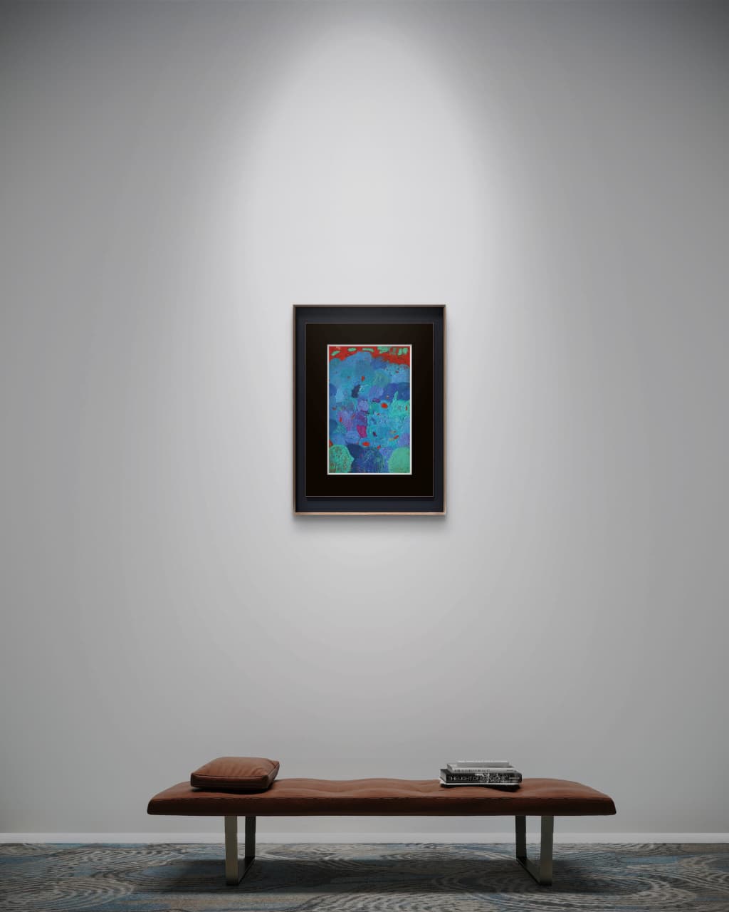 High on a Rocky Ledge by Francisco Gonce oil and pastel oil artwork on paper