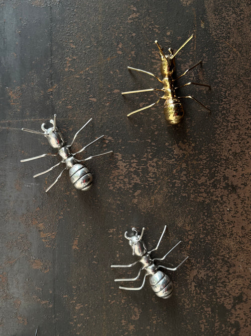 Ants sculpture set by Marcos Cojab available in mixed metal finishes