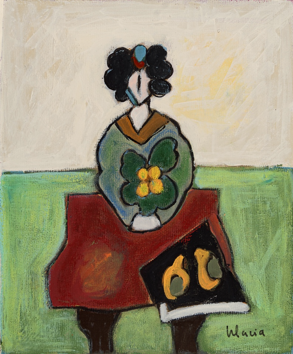 Mujer de Pelo Chino by Paloma Ulacia acrylic artwork on paper