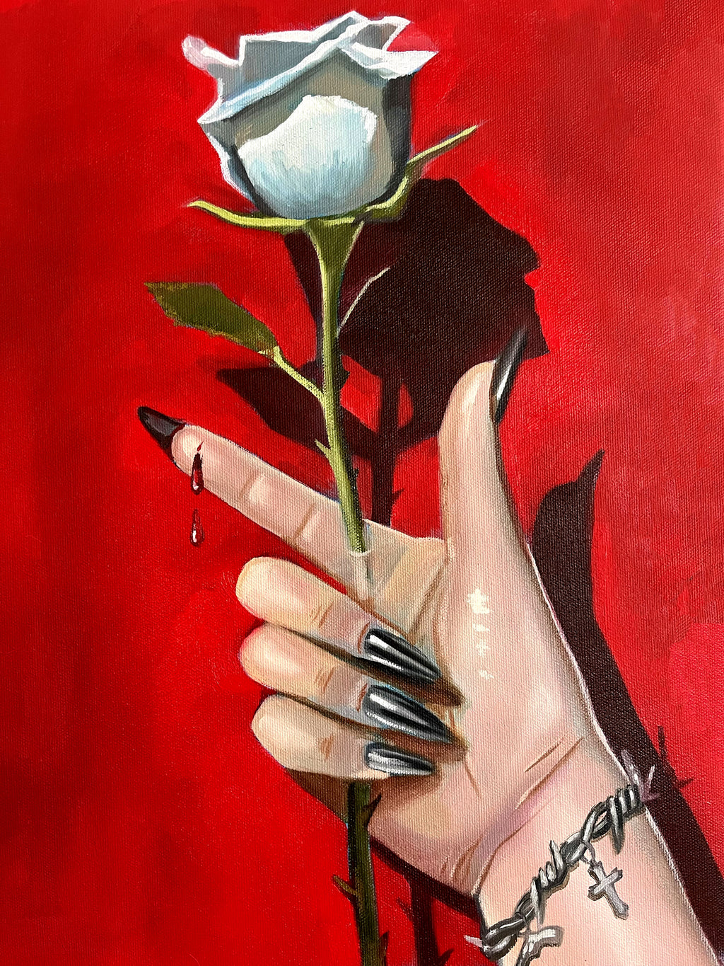 Nothing lasts and everything hurts, oil painting by Mónica Loya — Art of NOMA