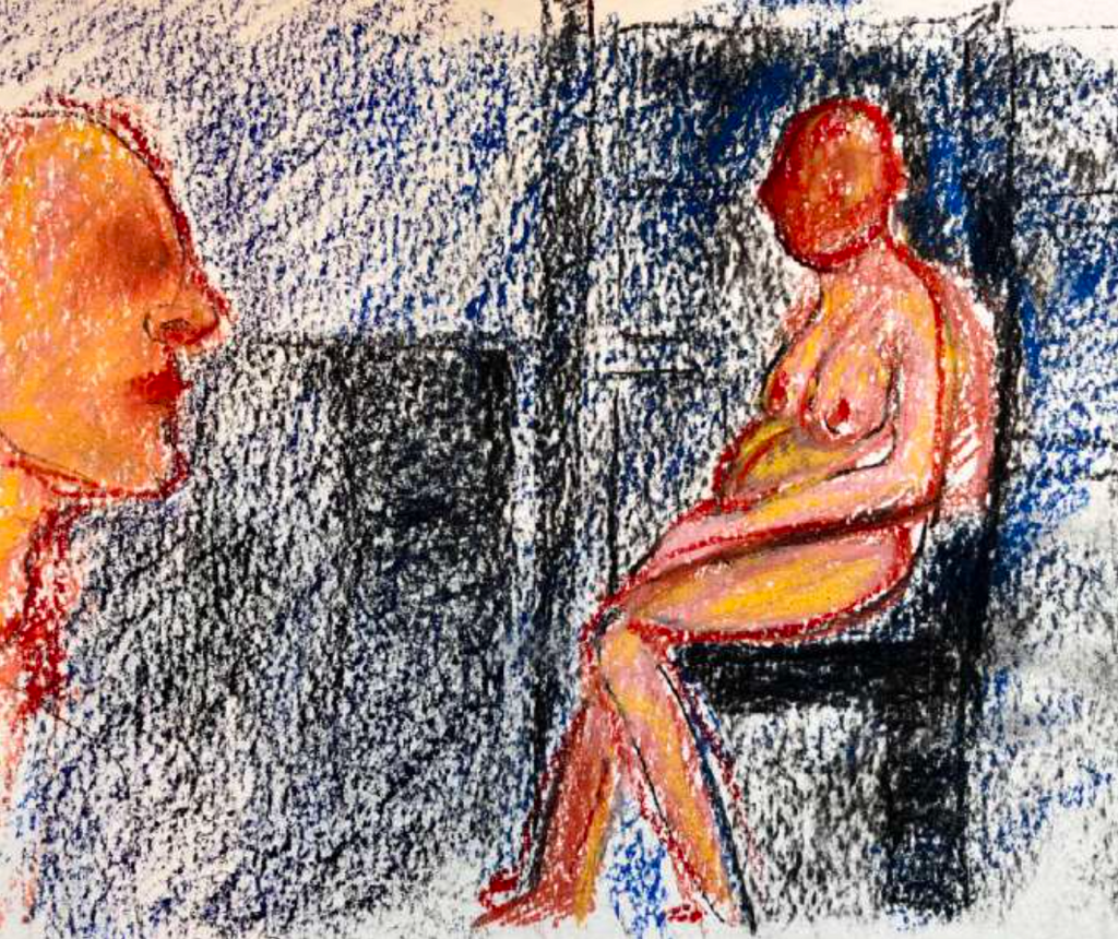 People (Sketch) by Tori Pounds pastel artwork on paper