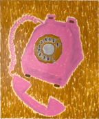 Pink Telephone Artwork by Natasha Joseph oil stick painting on canvas