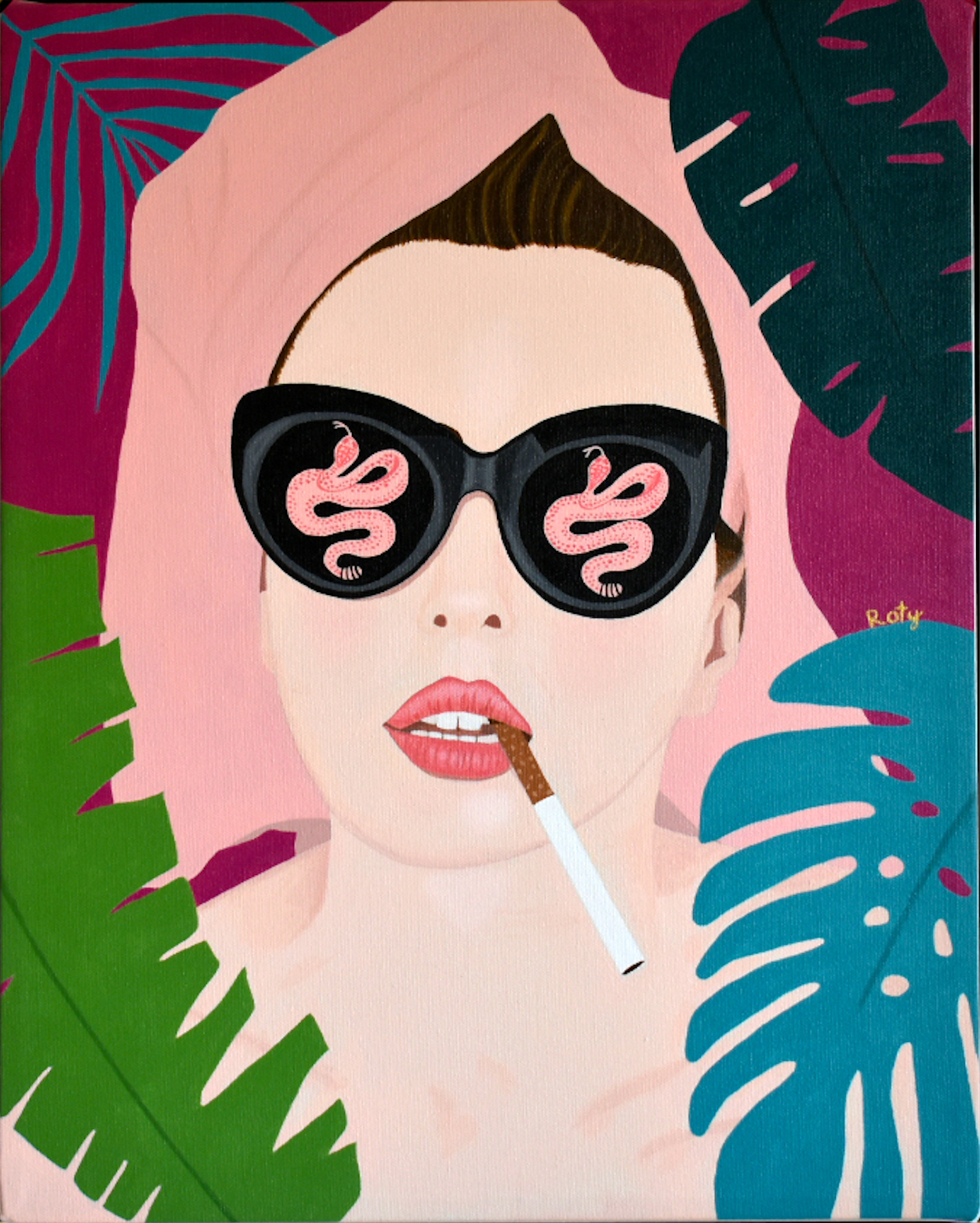 Snakes by Roti Martínez acrylic painting on canvas