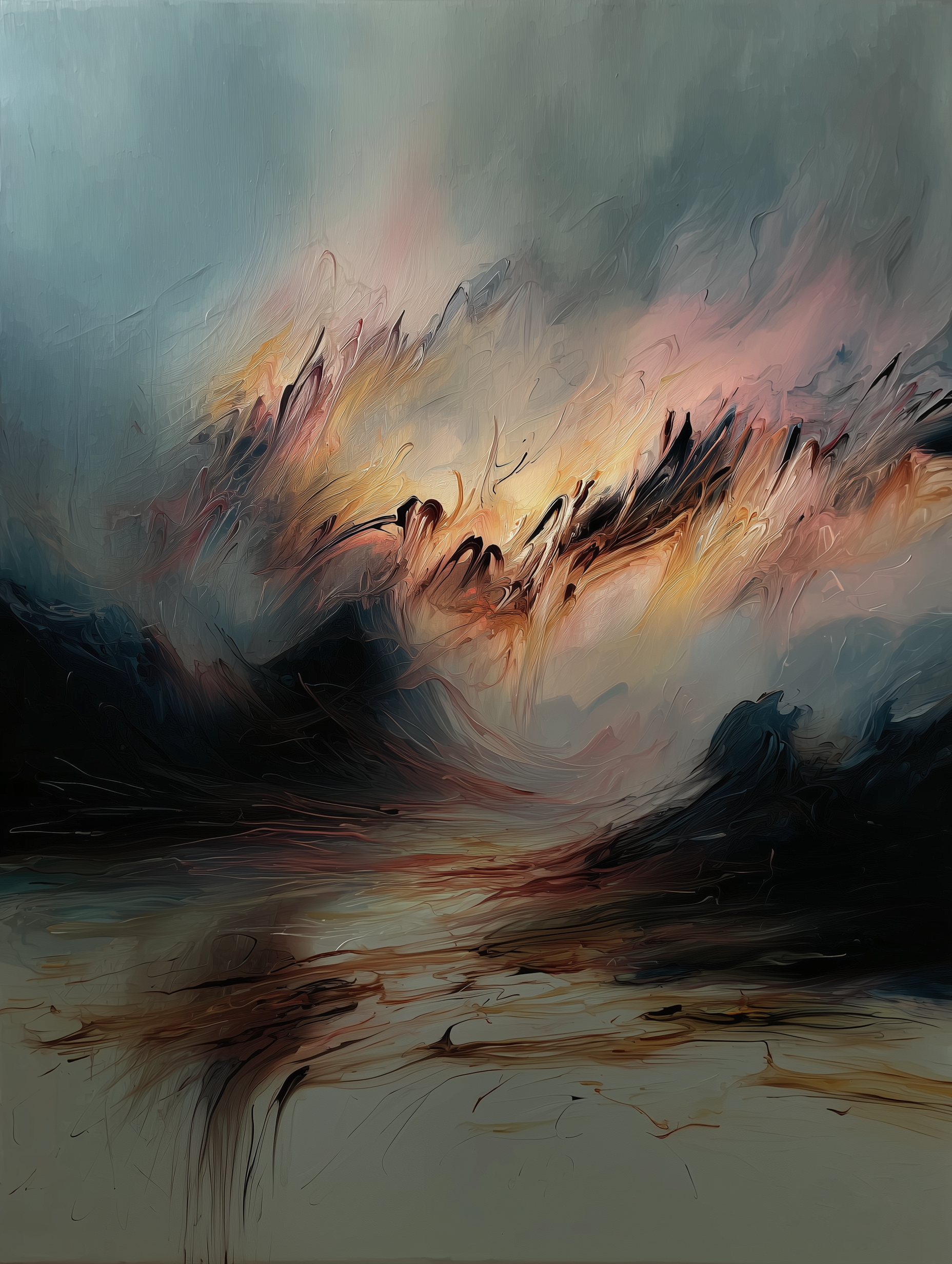 Couchers de Soleil et Cavaliers 4 by Pénélope Barbier oil painting on canvas