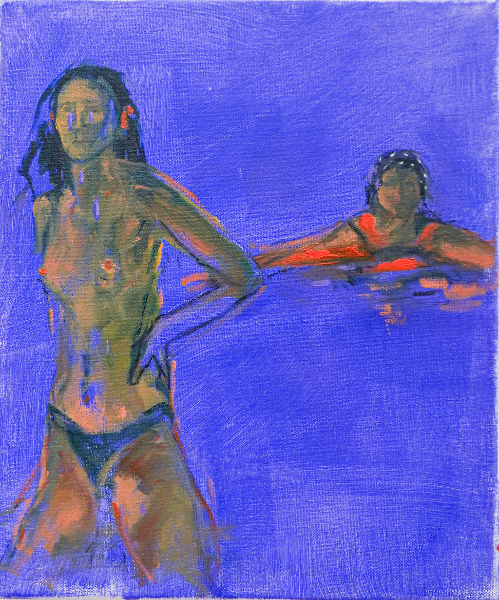 Swimmers by Tori Pounds oil and oil stick painting on canvas