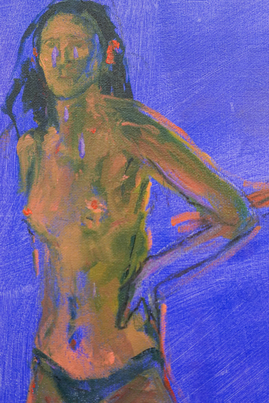 Swimmers by Tori Pounds oil and oil stick painting on canvas