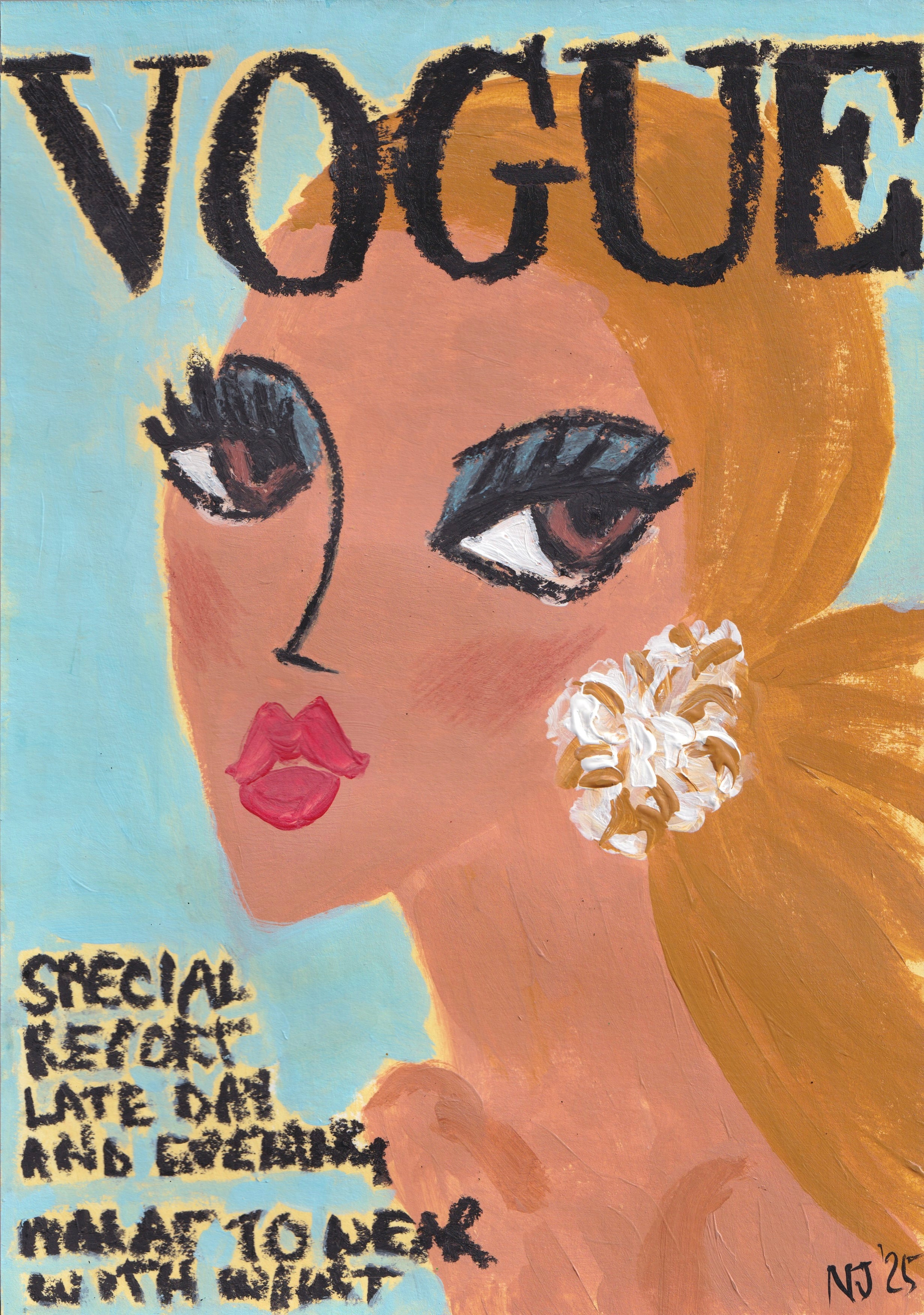 Vogue October 1967 Artwork by Natasha Joseph acrylic and oil pastel on paper