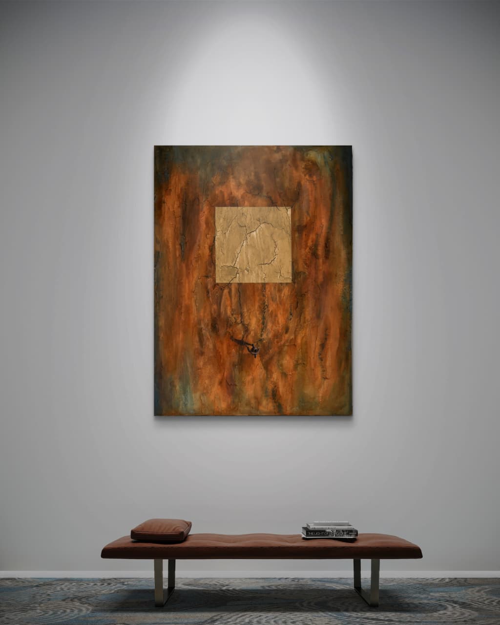 Grietas Doradas by Fermín Ferrer mixed media artwork on fabric
