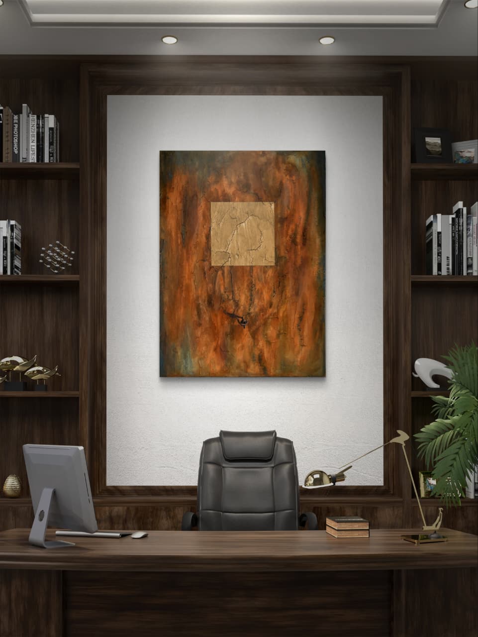 Grietas Doradas by Fermín Ferrer mixed media artwork on fabric