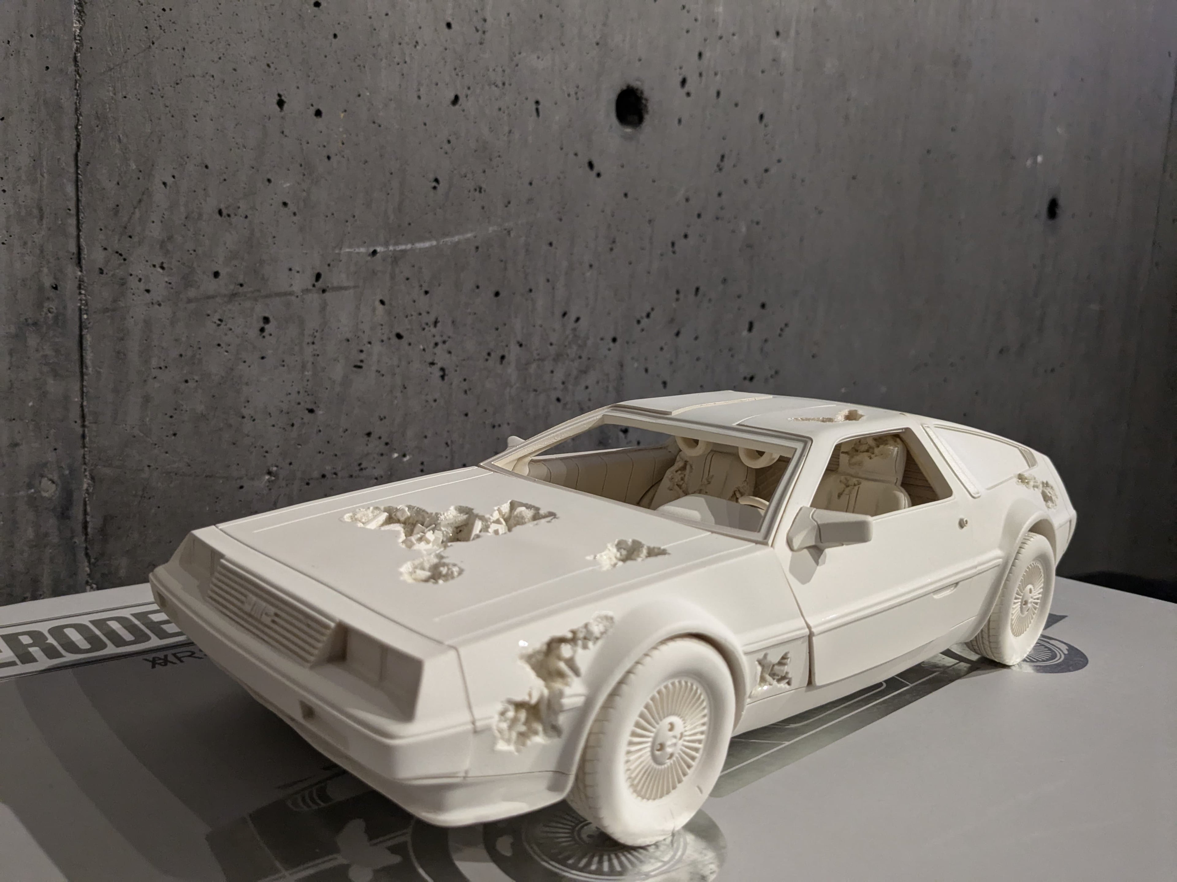 Eroded DeLorean (White) by Daniel Arsham