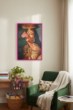 Between the Bloom in Fuchsia Acrylic Frame - Mexico City Bedroom