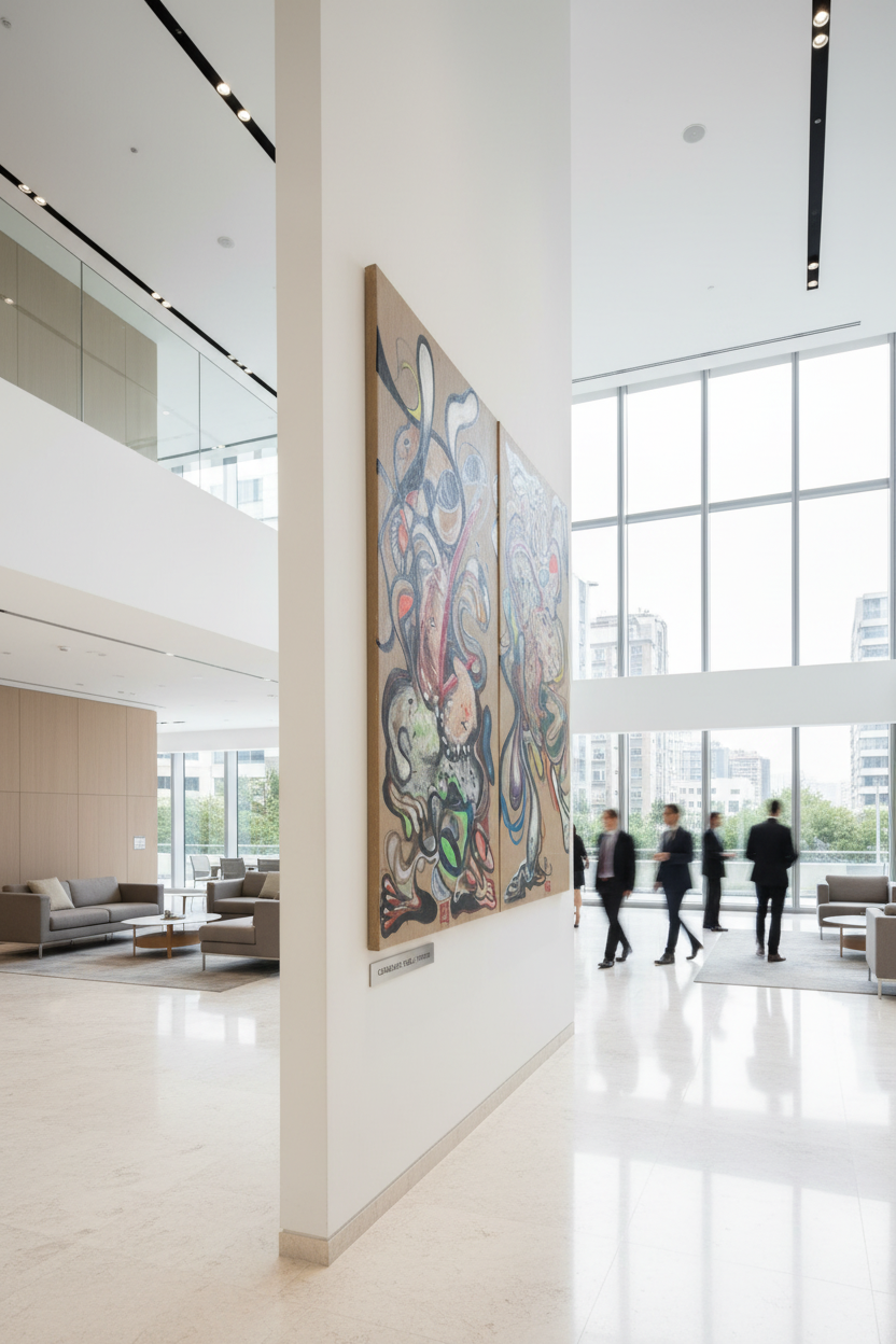 Caballero del Tiempo in Office Lobby - Angled Side View