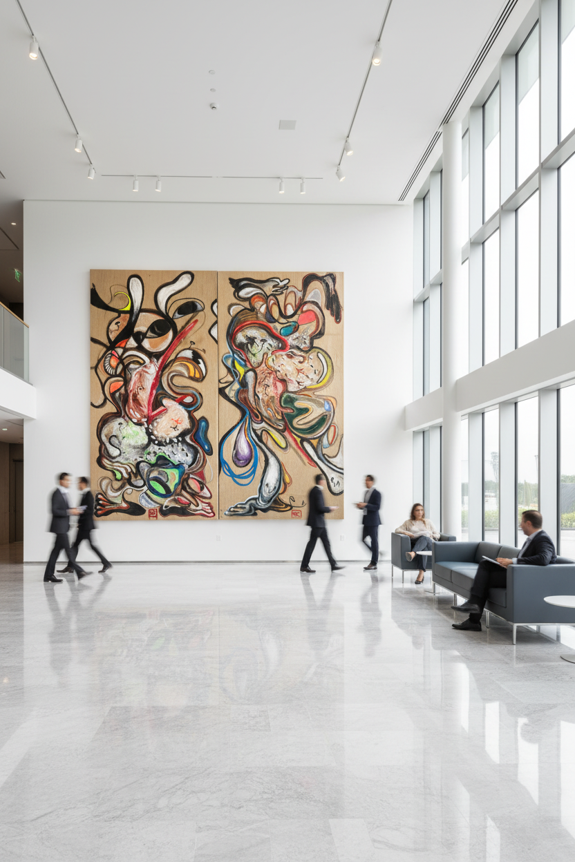 Caballero del Tiempo in Office Lobby - Balanced Scale