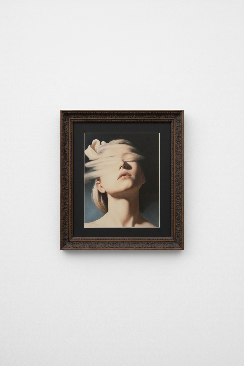 Ghastlighting framed artwork product shot on white wall