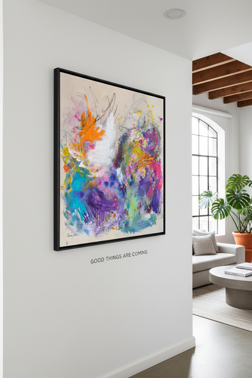 Good Things Are Coming in Black Aluminum Frame - Angled View