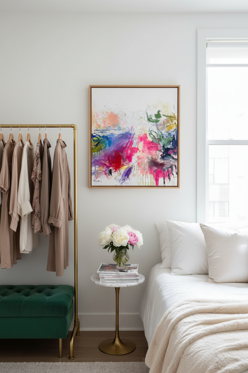 Love Story painting angled view in fashionista bedroom
