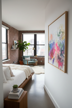Love Story painting wide angle in NYC bedroom