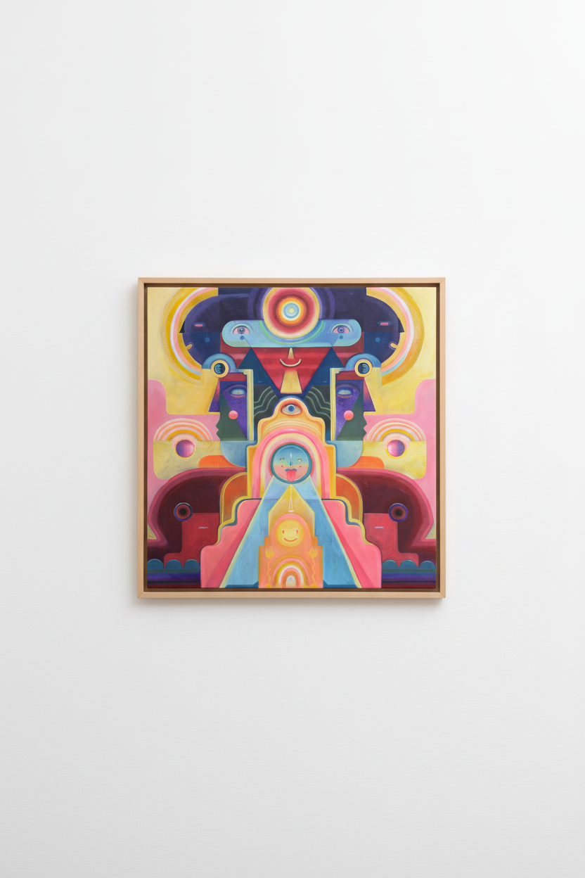 Open Your Eyes artwork on clean white wall