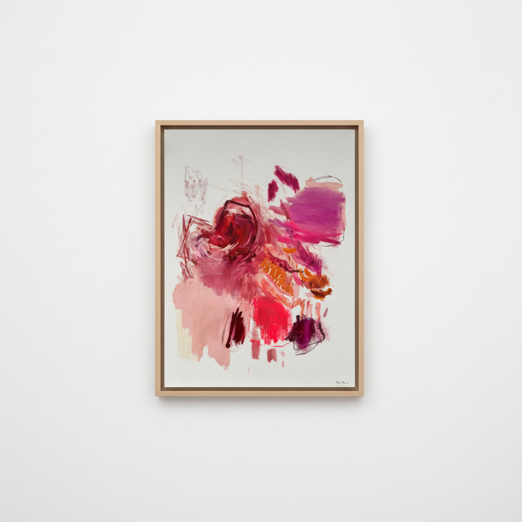 Piezas de energía in light wood floater frame