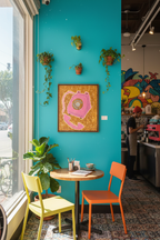 Pink Telephone Artwork in LA Cafe