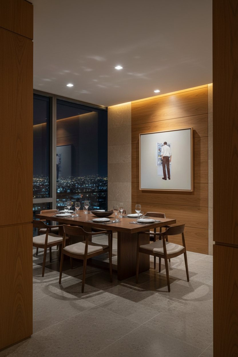 Slim Pickings — Dining Room, Night, Fresh Angled View