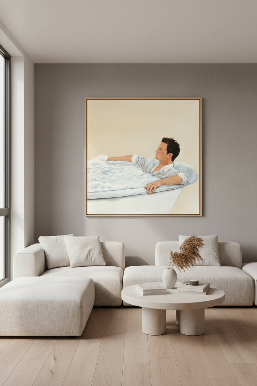 The Long Soak – Slim Light Wood Floater Frame, NYC Modern Apartment