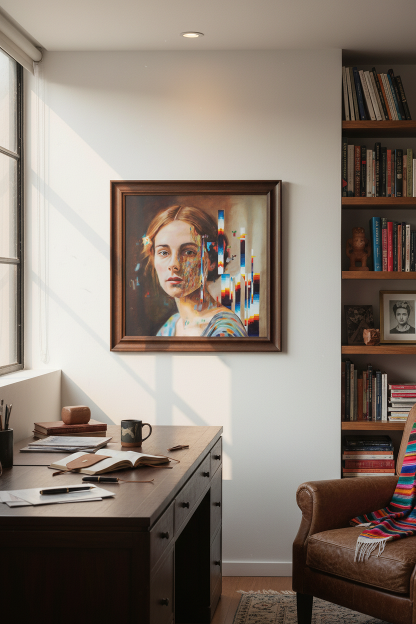Unbroken in dark wooden frame