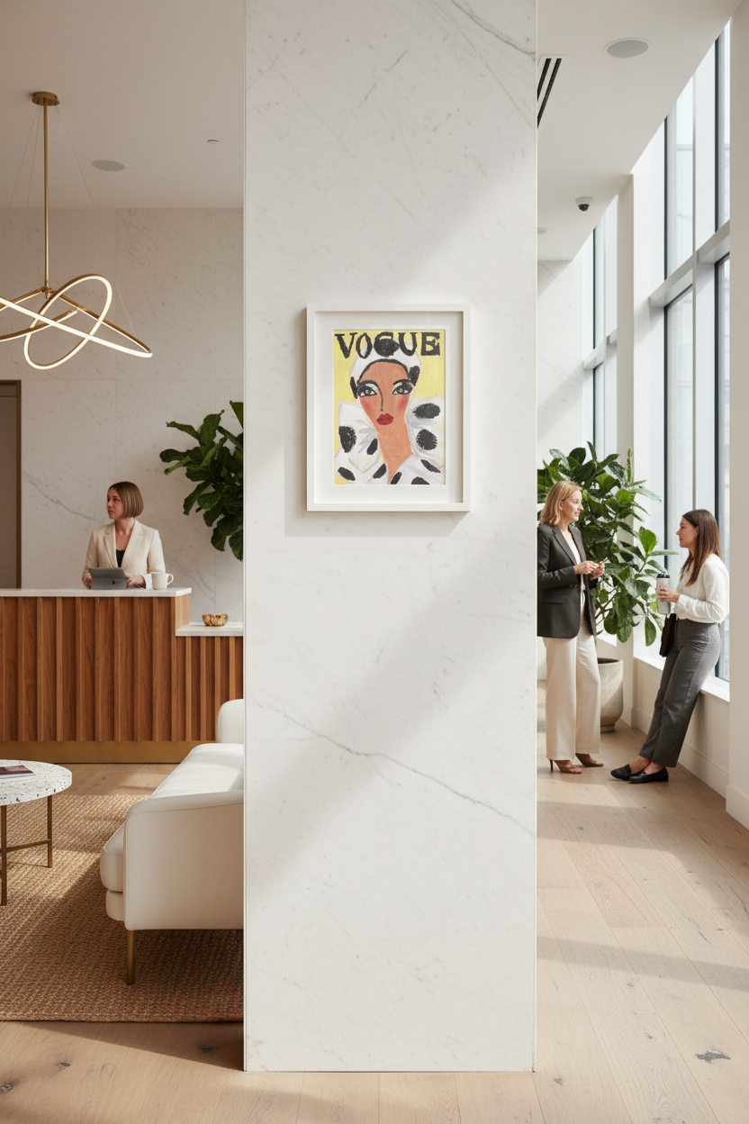 Vogue March 1965 Artwork Modern Office with People