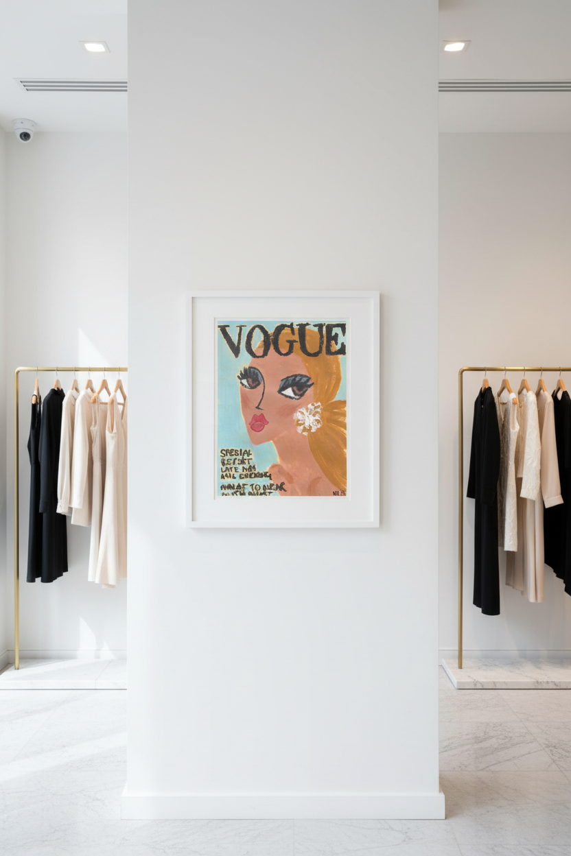 Vogue October 1967 Artwork in White Frame - NYC Haute Couture Store