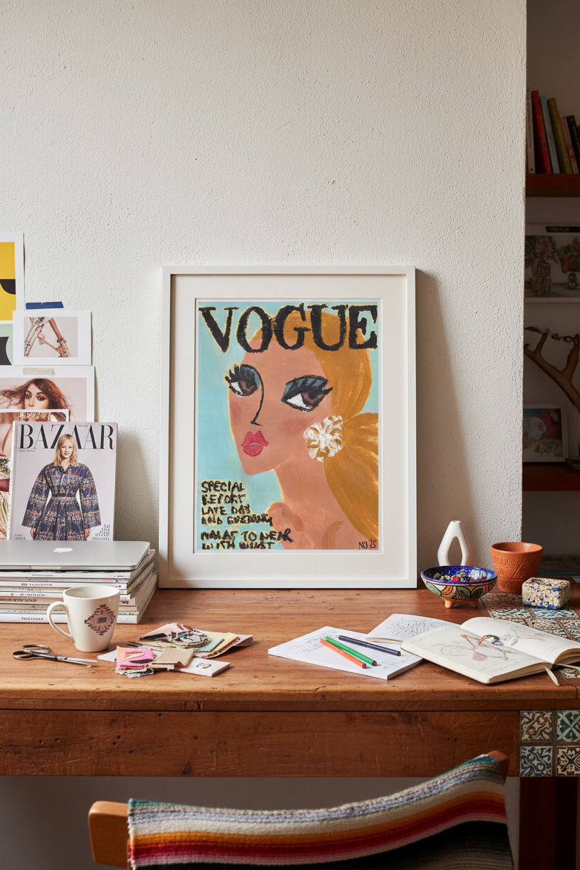 Vogue October 1967 Artwork on Desk - Fashion Editor's Mexico City Workspace